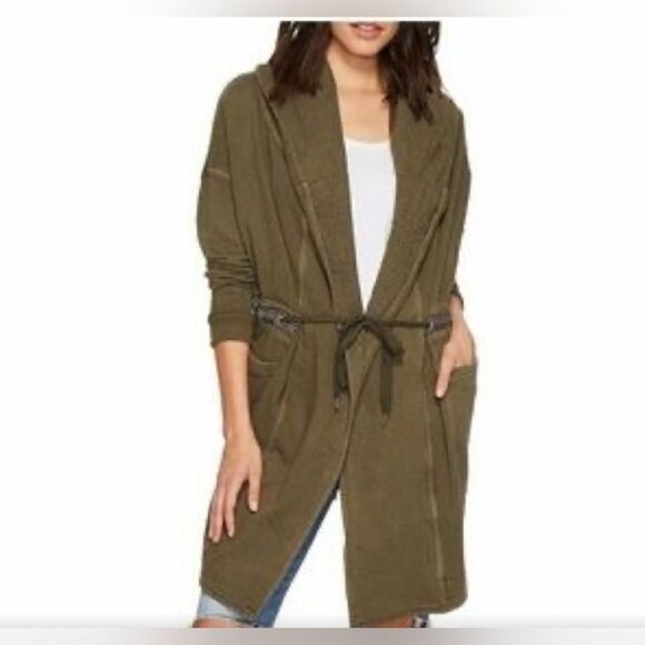 FREE PEOPLE Studio City Army Green Open Cardigan Jacket - Picture 2 of 10